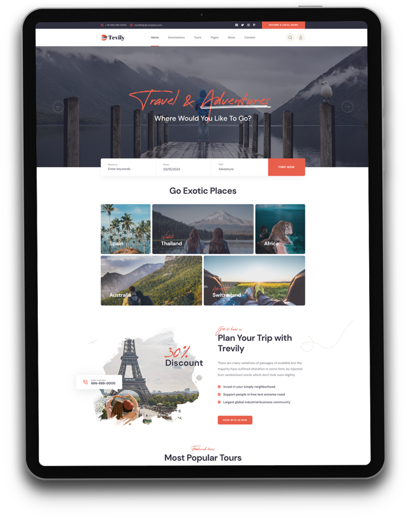 Tourism portfolio Tab image